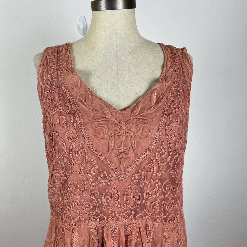 Anthropologie Dusty Rose Lace Midi Dress - Picture 4 of 8